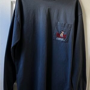 Vintage Mens Big Dogs Comfortable long sleeve Blue shirt with a pocket T-shirt